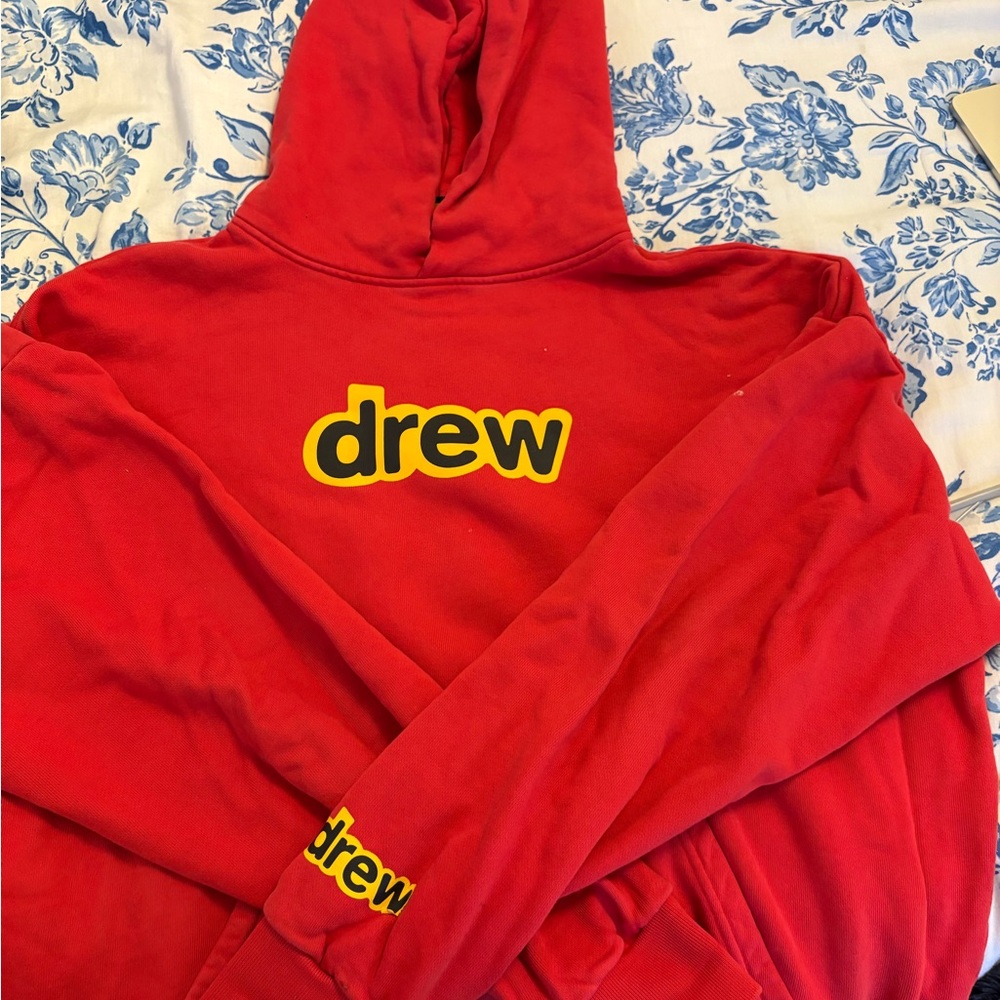 DREW Vibrant Red Hoodie with Yellow Logo